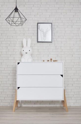 Komoda 3 szuflady Lotta White biała Snow - Bellamy