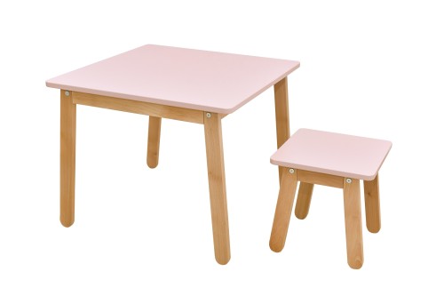Drewniany stolik z różowym blatem PINK - Bellamy kolekcja Woody
