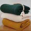 Bawełniany ryżowy kocyk 80x100 honey / musztardowy - Bellamy - Zdjęcie 4