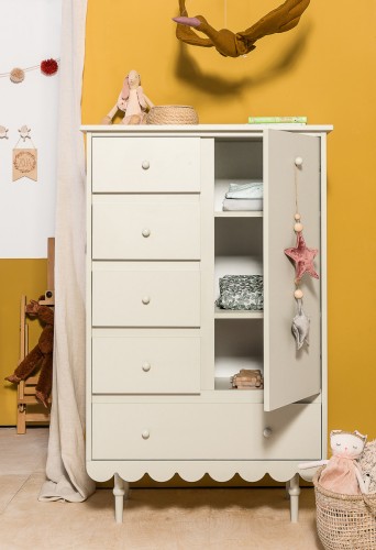 Komoda Babushka, oliwkowy kolor (Olive) komoda w stylu retro dla dzieci - dostawa gratis