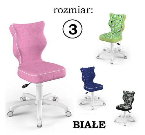 PETIT BIAŁE rozmiar 3 - krzesło obrotowe - różne kolory siedziska