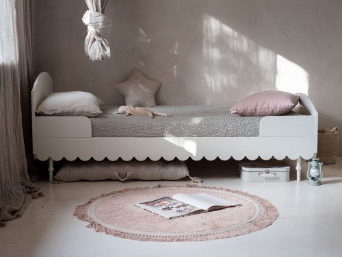 Łóżko 90x200 tapczanik Babushka, złamana biel (White) białe młodzieżowe łóżko Babuszka - dostawa gratis