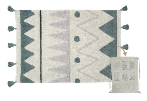 Dywan Mini Azteca 70x100 cm - Vintage Blue i Pearl Grey