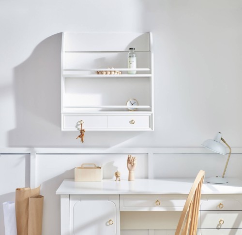 Półka wisząca ścienna z szufladą ROYAL timeless white biała - Bellamy