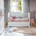 Eleganckie łóżeczko dla noworodka 70x140 z szufladą ROYAL timeless white białe - Bellamy - Zdjęcie 4