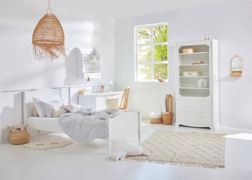 Łóżko dziecięce 90x200 ROYAL w stylu glamour, timeless white białe - Bellamy