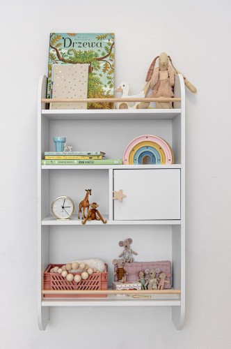 Półka wisząca z szafeczką SNOW biała ścienna biblioteczka RAINBOW - Bellamy