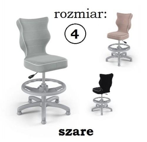 PETIT SZARE z podnóżkiem rozmiar 4 - krzesło obrotowe WK+P - różne kolory siedziska