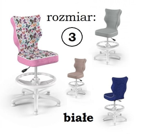PETIT BIAŁE z podnóżkiem rozmiar 3 - krzesło obrotowe WK+P - różne kolory siedziska