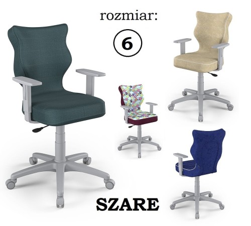 DUO SZARE rozmiar 6 - krzesło obrotowe - różne kolory siedziska