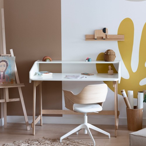 Biurko white kolekcja Basic nóżki brzozowe kremowe