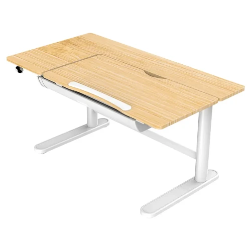 Biurko elektryczne 112 x 60 cm - białe biurko dla dziecka z regulowanym blatem do pracy - elies.pl