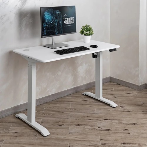 Biurko elektryczne 118 x 60 cm Moris Eco - białe regulowane biurko z wysokim blatem