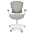 Ergonomiczne krzesło do biurka dla dziecka beżowe XD SPC fotel z siateczką, podłokietnikami i podnóżkiem - Zdjęcie 3