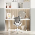 Ergonomiczne krzesło do biurka dla dziecka beżowe XD SPC fotel z siateczką, podłokietnikami i podnóżkiem - Zdjęcie 9