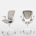 Ergonomiczne krzesło do biurka dla dziecka beżowe XD SPC fotel z siateczką, podłokietnikami i podnóżkiem - Zdjęcie 7
