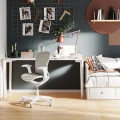 Ergonomiczne krzesło do biurka dla dziecka beżowe XD SPC fotel z siateczką, podłokietnikami i podnóżkiem - Zdjęcie 11