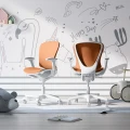 Ergonomiczne krzesło do biurka dla dziecka pomarańczowe XD SPC fotel z siateczką, podłokietnikami  i podnóżkiem - Zdjęcie 9