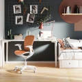 Ergonomiczne krzesło do biurka dla dziecka pomarańczowe XD SPC fotel z siateczką, podłokietnikami  i podnóżkiem - Zdjęcie 11