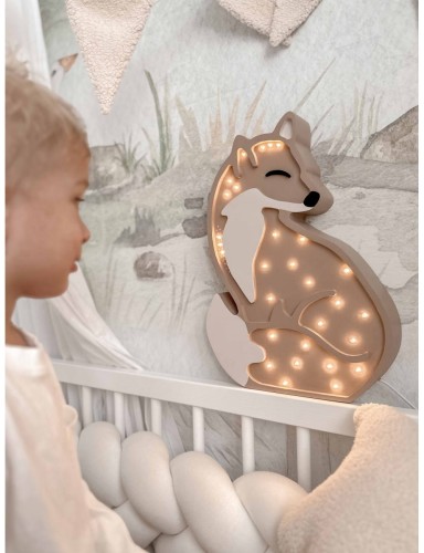 Lisek brązowy, drewniana lampka Lis Lights My Love lampa dziecięca
