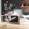 Ergonomiczne krzesło do biurka dla dziewczynki różowe XD SPC fotel regulowany z podnóżkiem - Zdjęcie 4