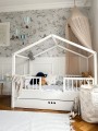 Łóżko 80x160 domek z szufladą i barierkami DREAM NEST białe/ snow - Zdjęcie 8