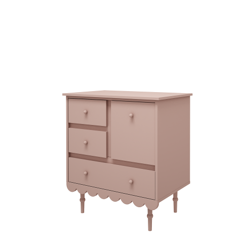 Mała komoda Babushka, różowy kolor (pink) komoda dla dziecka w stylu retro Babuszka - dostawa gratis