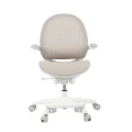 Ergonomiczne krzesło do biurka dla dziecka beżowe XD 03 fotel z siateczką, podłokietnikami i podnóżkiem kremowe - Zdjęcie 3