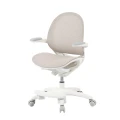Ergonomiczne krzesło do biurka dla dziecka beżowe XD 03 fotel z siateczką, podłokietnikami i podnóżkiem kremowe - Zdjęcie 4