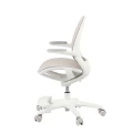 Ergonomiczne krzesło do biurka dla dziecka beżowe XD 03 fotel z siateczką, podłokietnikami i podnóżkiem kremowe - Zdjęcie 6