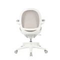 Ergonomiczne krzesło do biurka dla dziecka beżowe XD 03 fotel z siateczką, podłokietnikami i podnóżkiem kremowe - Zdjęcie 9