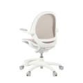 Ergonomiczne krzesło do biurka dla dziecka beżowe XD 03 fotel z siateczką, podłokietnikami i podnóżkiem kremowe - Zdjęcie 10