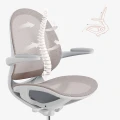 Ergonomiczne krzesło do biurka dla dziecka beżowe XD 03 fotel z siateczką, podłokietnikami i podnóżkiem kremowe - Zdjęcie 14