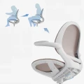 Ergonomiczne krzesło do biurka dla dziecka beżowe XD 03 fotel z siateczką, podłokietnikami i podnóżkiem kremowe - Zdjęcie 15