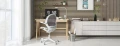 Ergonomiczne krzesło do biurka dla dziecka beżowe XD 03 fotel z siateczką, podłokietnikami i podnóżkiem kremowe - Zdjęcie 16