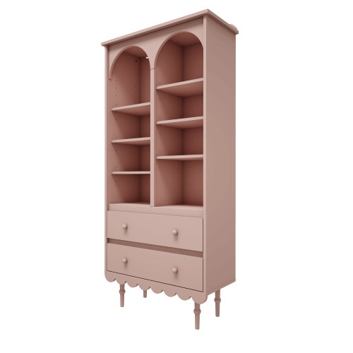 Regał Babushka wyższy, różowy (pink) w stylu retro dla dziecka Babuszka - dostawa gratis 
