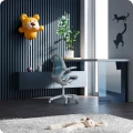 Ergonomiczne krzesło do biurka dla dziecka niebieskie XD 03 fotel z siateczką, podłokietnikami i podnóżkiem obrotowy - Zdjęcie 5