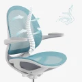 Ergonomiczne krzesło do biurka dla dziecka niebieskie XD 03 fotel z siateczką, podłokietnikami i podnóżkiem obrotowy - Zdjęcie 7