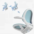 Ergonomiczne krzesło do biurka dla dziecka niebieskie XD 03 fotel z siateczką, podłokietnikami i podnóżkiem obrotowy - Zdjęcie 8