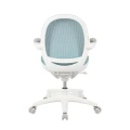Ergonomiczne krzesło do biurka dla dziecka niebieskie XD 03 fotel z siateczką, podłokietnikami i podnóżkiem obrotowy - Zdjęcie 10
