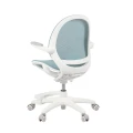 Ergonomiczne krzesło do biurka dla dziecka niebieskie XD 03 fotel z siateczką, podłokietnikami i podnóżkiem obrotowy - Zdjęcie 11