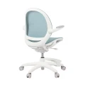Ergonomiczne krzesło do biurka dla dziecka niebieskie XD 03 fotel z siateczką, podłokietnikami i podnóżkiem obrotowy - Zdjęcie 13