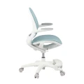 Ergonomiczne krzesło do biurka dla dziecka niebieskie XD 03 fotel z siateczką, podłokietnikami i podnóżkiem obrotowy - Zdjęcie 14