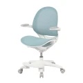 Ergonomiczne krzesło do biurka dla dziecka niebieskie XD 03 fotel z siateczką, podłokietnikami i podnóżkiem obrotowy - Zdjęcie 17