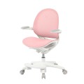 Ergonomiczne krzesło do biurka dla dziecka różowe XD 03 fotel z siateczką, podłokietnikami i podnóżkiem obrotowy  - Zdjęcie 2