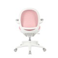 Ergonomiczne krzesło do biurka dla dziecka różowe XD 03 fotel z siateczką, podłokietnikami i podnóżkiem obrotowy  - Zdjęcie 6