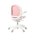 Ergonomiczne krzesło do biurka dla dziecka różowe XD 03 fotel z siateczką, podłokietnikami i podnóżkiem obrotowy  - Zdjęcie 8