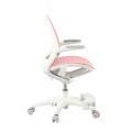 Ergonomiczne krzesło do biurka dla dziecka różowe XD 03 fotel z siateczką, podłokietnikami i podnóżkiem obrotowy  - Zdjęcie 12