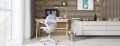 Ergonomiczne krzesło do biurka dla dziecka fioletowe XD 03 fotel z siateczką, podłokietnikami i podnóżkiem obrotowy  - Zdjęcie 2