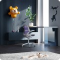 Ergonomiczne krzesło do biurka dla dziecka fioletowe XD 03 fotel z siateczką, podłokietnikami i podnóżkiem obrotowy  - Zdjęcie 6